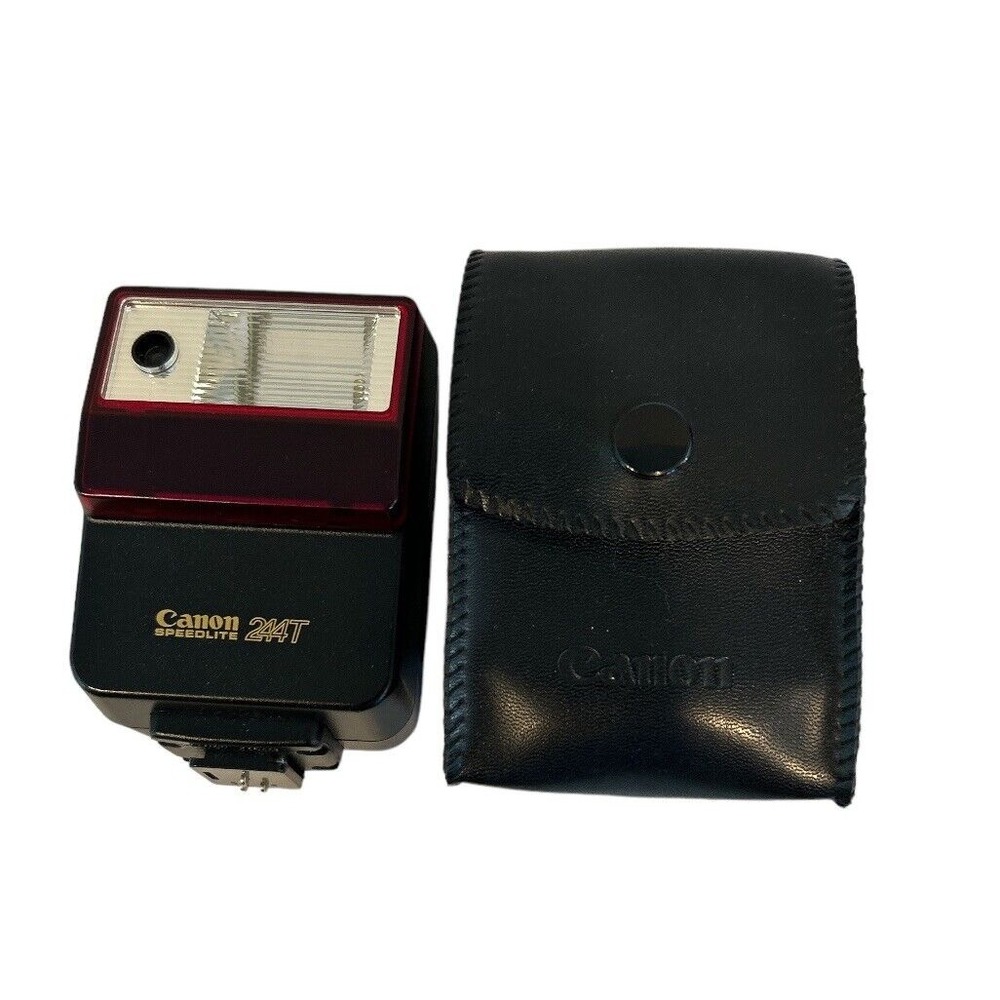 VTG CANON SPEEDLITE 244T SHOE MOUNT FLASH FOR CAMERA W/‎ CASE works TESTED